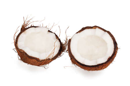 broken coconut isolated on white backgroundの写真素材