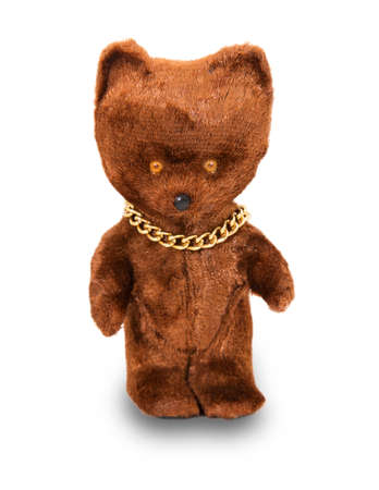 Toy brown bear isolated on white background