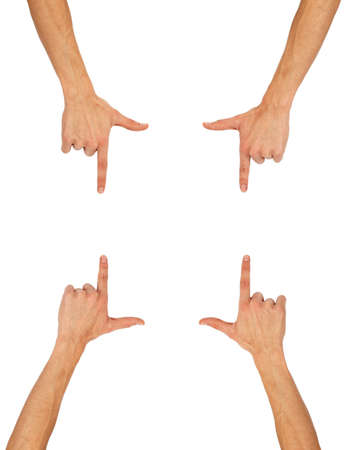 Frame made of hands isolated on white backgroundの写真素材