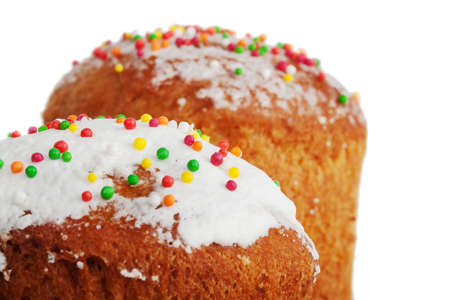 Two easter cake close up isolated on white background