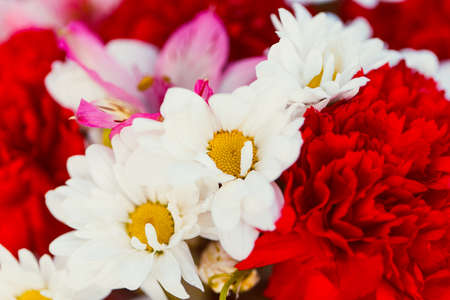 Bouquet with daisies close upの写真素材
