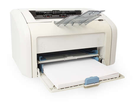 Modern digital printer isolated on white background
