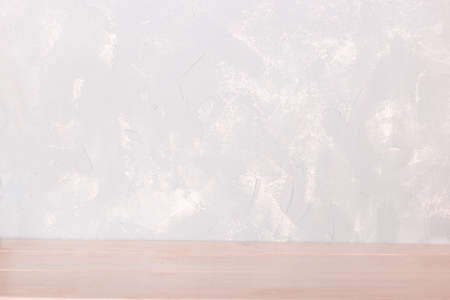 empty interior with blue wall and wooden floor backgroundの写真素材