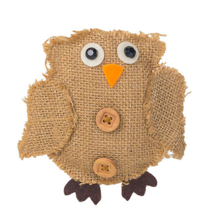 owl fabric decoration isolated on white backgroundの写真素材
