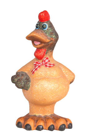 Porcelain rooster decor isolated on white backgroundの写真素材