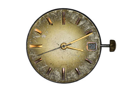 Old clock dial isoleted on white background