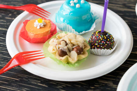 Delicious colourful cup cakes.の写真素材