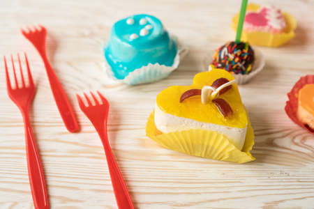 Delicious colourful cup cakes.の写真素材