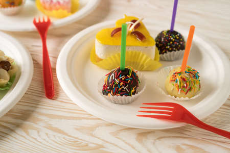 Delicious colourful cup cakes.の写真素材