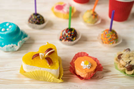 Delicious colourful cup cakes.の写真素材