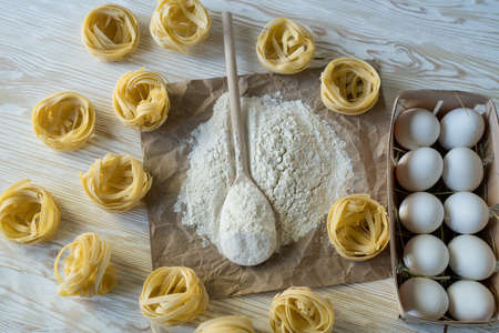 The preparations for making homemade pastaの写真素材