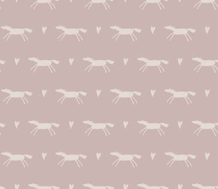 Vector doodle horses seamless colorful pattern. Running horses.の写真素材