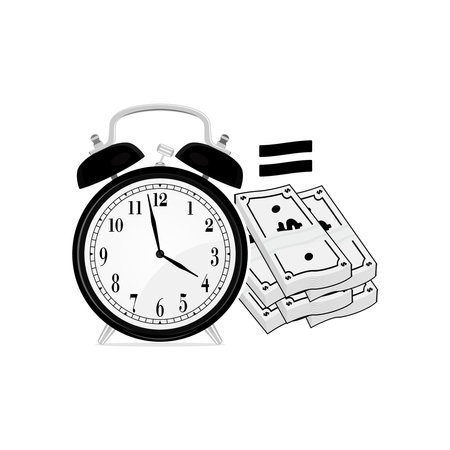 Alarm clock and money. Vector illustration isolated on white background.のイラスト素材