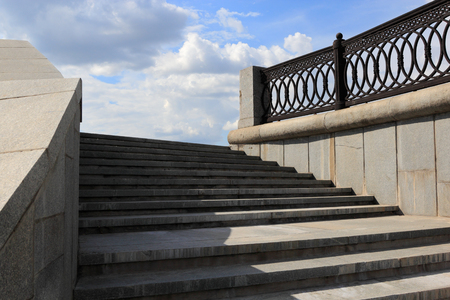 Stairway with stairs made of granite slabs.の写真素材