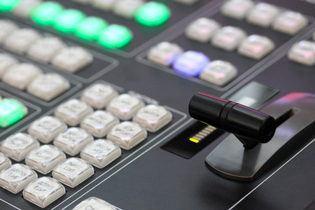 Close up view of video processing console. Selective focus.