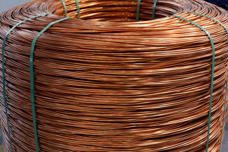 Coil of 8 mm electrolytic tough pitch copper wire rod.の写真素材