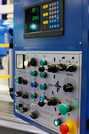 Control panel of CNC milling machine. Selective focus.の写真素材