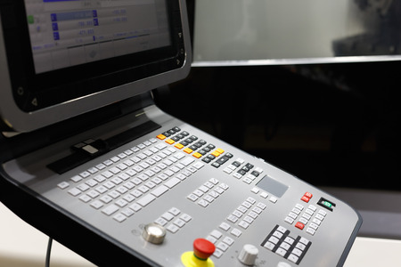 Control panel of 5-axis CNC machining center. Selective focus.の写真素材