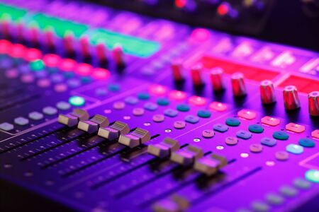 Professional digital audio mixing system at a live event. Selective focus.の写真素材
