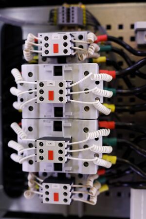 Contactors for power factor correction with AC control circuit. Selective focus.の写真素材