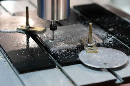 CNC desktop engraving and milling machine. Selective focus.