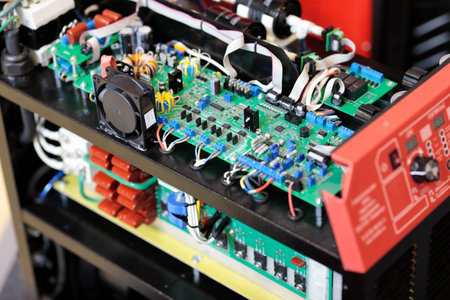 Circuit board of inverter air plasma cutting machine. Selective focus.