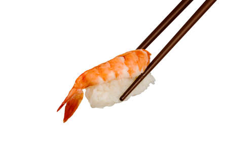 studio. Isolated. Image about sushi with a tiger shrimp.の写真素材