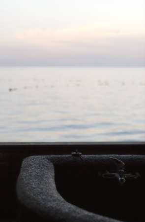 Bath with view to sea at spa healthy clubの写真素材