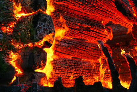  Burning wooden house. Close-up.の写真素材