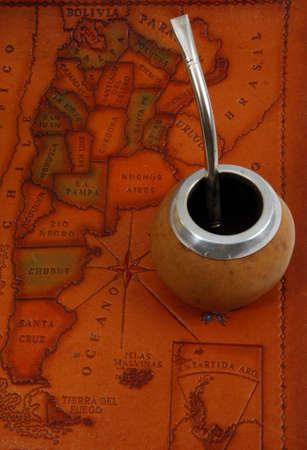 A yerba mate on the map of South America.