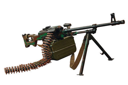 machine gun with cartridges isolated on white