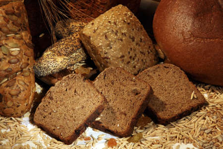 Group of  bread products with different seeds