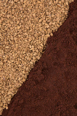 Two conditions of coffee - ground and instantの写真素材