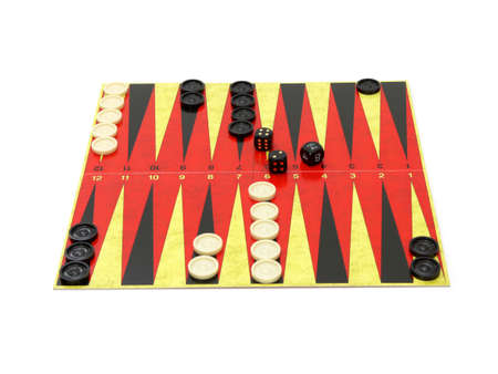 Travel backgammon isolated on white background.