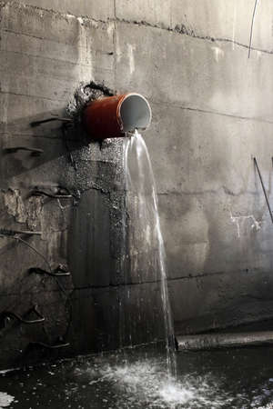 Leak from a pipe in a sanitary collectorの写真素材