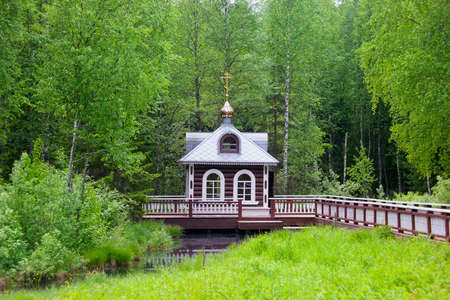 Chapel at the source of the Volga River, Volgoverkhovye, Tver region, Russiaの写真素材
