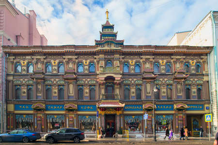 Moscow, Russia - January 29, 2017: "Tea House"  on the street Myasnitskaya, 19, built in 1890-1893, an object of cultural heritage and architectural monumentのeditorial素材