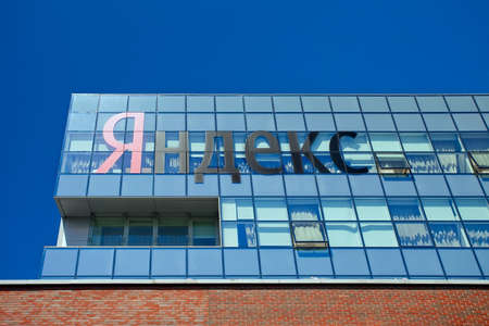 Moscow, Russia - June 28, 2017: Logo of the company of Yandex on office building in Moscowのeditorial素材