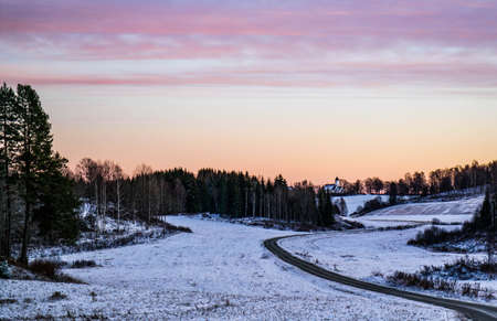 Winter Church in Norwayの写真素材