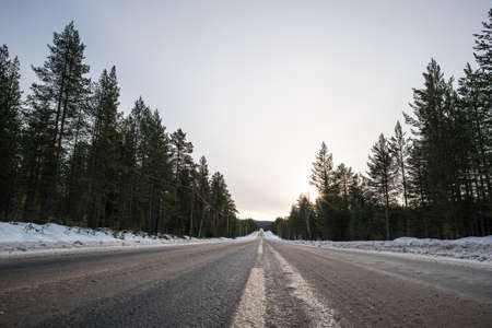 Winter Road during early springの写真素材