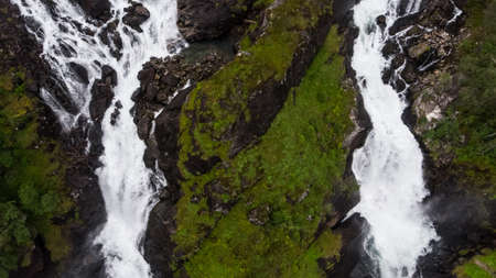 The Laatefossen Waterfall in Norwayの写真素材