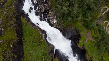 The Laatefossen Waterfall in Norwayの写真素材