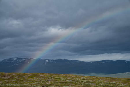 Rainbow in The North of Swedenの写真素材