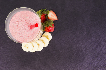Strawberry and banana smoothieの写真素材