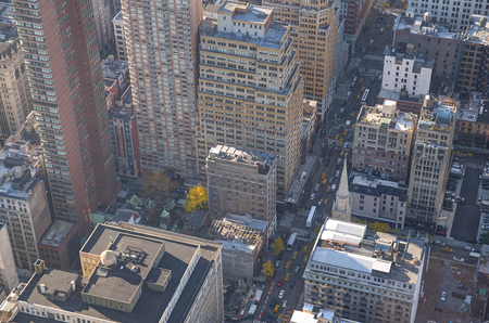 New York city, close up on buildings. Aerial viewの写真素材