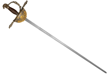 Sword disposed by diagonal, isolated on white background.の写真素材