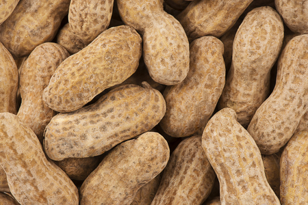 Close up on stack of peanuts as abstract background. Copy space for your text.の写真素材