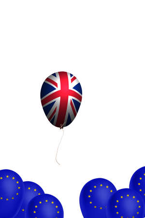 Flying balloon with the flag of the United Kingdom as an illustration of the Brexitの写真素材