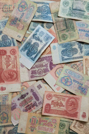 Several old Soviet banknotesの写真素材