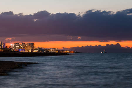 Sunset on the Mediterranean coastの写真素材